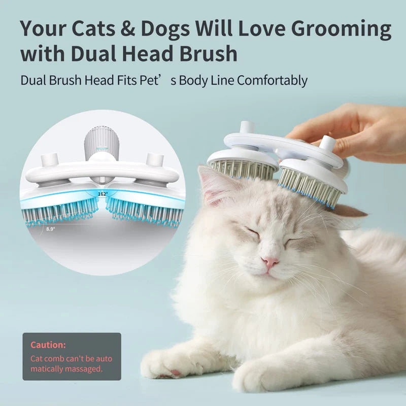 Double-Headed Pet Slicker Brush for Cats & Dogs – Self-Cleaning, Negative Ion Hair Removal Brush for Grooming and Shedding