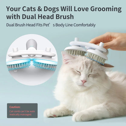 Double-Headed Pet Slicker Brush for Cats & Dogs – Self-Cleaning, Negative Ion Hair Removal Brush for Grooming and Shedding