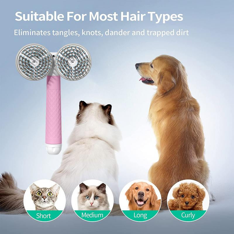 Double-Headed Pet Slicker Brush for Cats & Dogs – Self-Cleaning, Negative Ion Hair Removal Brush for Grooming and Shedding