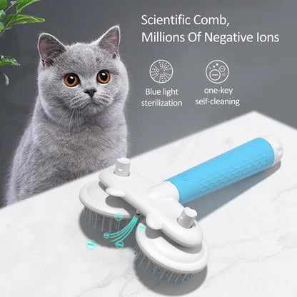 Double-Headed Pet Slicker Brush for Cats & Dogs – Self-Cleaning, Negative Ion Hair Removal Brush for Grooming and Shedding